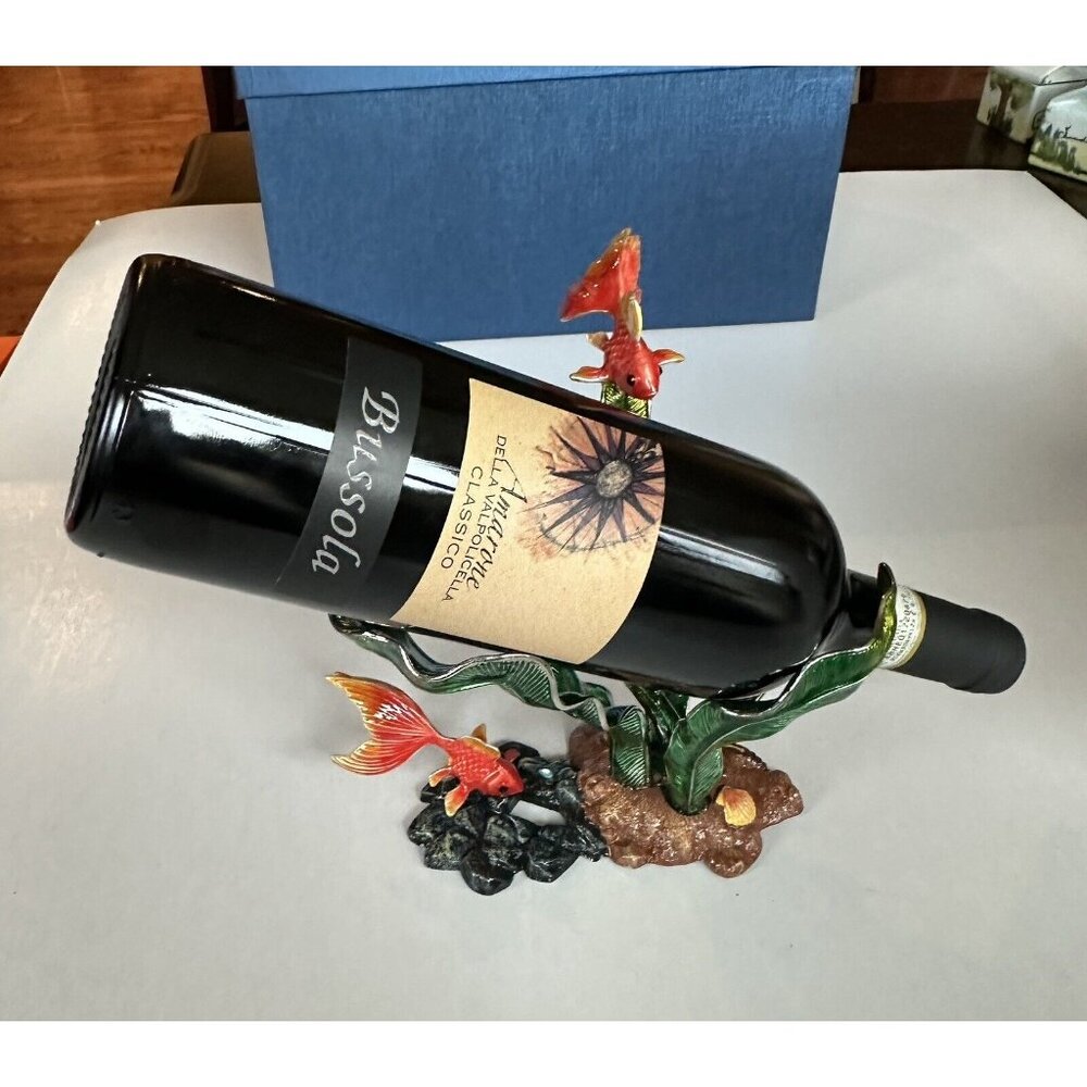 $178 Jere Goldfish Fish & Reef Wine Bottle Holder, Luxury Barware - Picture 9 of 10